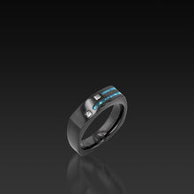 Load image into Gallery viewer, Men's Groove Square Diamond Band with turquoise inlay