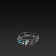 Load image into Gallery viewer, Men's Groove Square Diamond Band with turquoise inlay