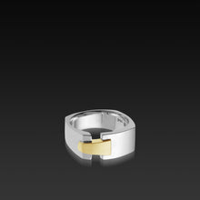 Load image into Gallery viewer, Men's 18 karat white gold band Aries Wide Band with yellow gold accent