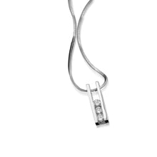 Load image into Gallery viewer, Women&#39;s 14 karat White Gold Lines Diamond Pendant Necklace

