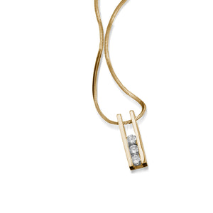 Women's 14 karat Yellow Gold Lines Diamond Pendant Necklace