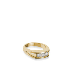 Women's 18 karat yellow Gold Lines 3-Stone Anniversary Ring
