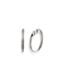 Load image into Gallery viewer, Women's 14 karat White Gold Essence Inside-Out Diamond Hoops