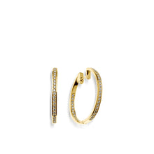 Load image into Gallery viewer, Women&#39;s 14 karat Yellow Gold Essence Inside-Out Diamond Hoops
