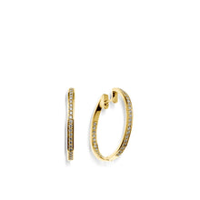 Load image into Gallery viewer, Women's 14 karat Yellow Gold Essence Inside-Out Diamond Hoops