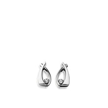 Load image into Gallery viewer, Women's 14 karat White Gold Oyster Petite Diamond Earrings