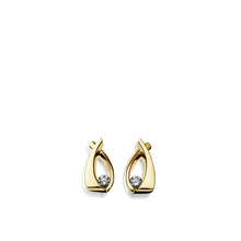 Load image into Gallery viewer, Women's 14 karat Yellow Gold Oyster Petite Diamond Earrings
