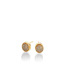 Load image into Gallery viewer, Women&#39;s 14 karat Yellow Gold Essence Pave Diamond Stud Earrings
