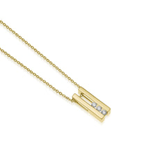 Load image into Gallery viewer, Women&#39;s 14 karat Yellow Gold Lines Small Three-Diamond Pendant Necklace
