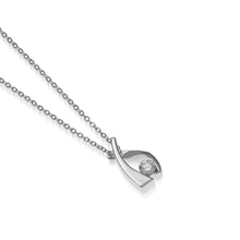Load image into Gallery viewer, Women&#39;s 14-karat White Gold Oyster Petite Diamond Solitaire Pendant Necklace
