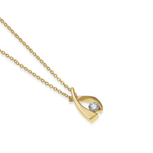 Load image into Gallery viewer, Women&#39;s 14 karat Yellow Gold Oyster Small Diamond Solitaire Pendant Necklace
