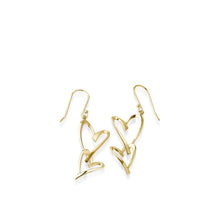 Load image into Gallery viewer, Women&#39;s 14 karat Yellow Gold Devotion Heart Dangle Earrings
