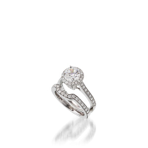 Satin Round White Gold  Engagement Ring