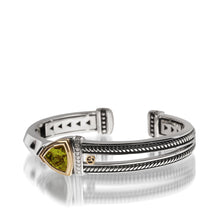 Load image into Gallery viewer, Women&#39;s Sterling Silver and 14 karat Yellow Gold Arrivo Peridot Cuff
