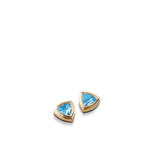 Load image into Gallery viewer, Women's Sterling Silver and 14 karat Yellow Gold Arrivo Blue Topaz Earrings