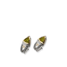 Load image into Gallery viewer, Women&#39;s Sterling Silver and 14 karat Yellow Gold Arrivo Peridot Huggie Earrings
