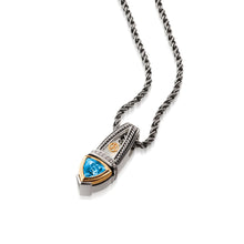 Load image into Gallery viewer, Women&#39;s Sterling Silver and 14 karat Yellow Gold Arrivo Blue Topaz Pendant
