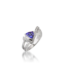 Load image into Gallery viewer, Women's 14 karat White Gold Pinnacle Small Tanzanite and Diamond Ring
