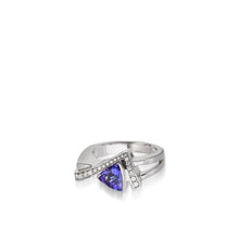 Load image into Gallery viewer, Women's 14 karat White Gold Pinnacle Small Tanzanite and Diamond Ring