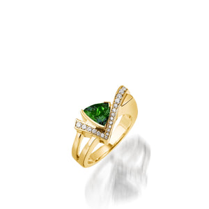 Pinnacle Small Gemstone Ring with Pave Diamonds