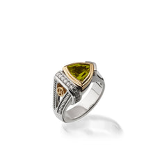 Load image into Gallery viewer, Women&#39;s Sterling Silver and 14 karat Yellow Gold Arrivo Peridot Ring
