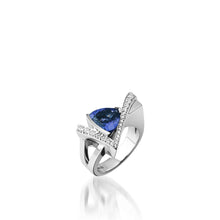 Load image into Gallery viewer, Women's 14 karat White Gold Pinnacle Large Tanzanite and Diamond Ring