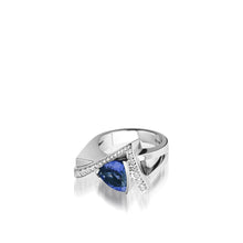 Load image into Gallery viewer, Women's 14 karat White Gold Pinnacle Large Tanzanite and Diamond Ring