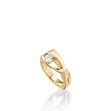 Load image into Gallery viewer, 14 karat Yellow Gold Oyster Diamond Ring with Single Channel-set Diamond