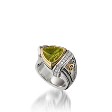 Load image into Gallery viewer, Women's Sterling Silver and 14 karat Yellow Gold Arrivo 10mm Peridot Ring