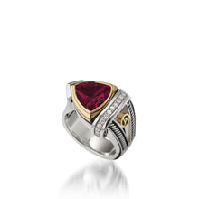 Load image into Gallery viewer, Women&#39;s Sterling Silver and 14 karat Yellow Gold Arrivo 10mm Rhodolite Garnet Ring
