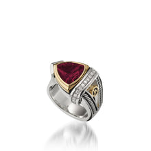 Load image into Gallery viewer, Women's Sterling Silver and 14 karat Yellow Gold Arrivo 10mm Rhodolite Garnet Ring