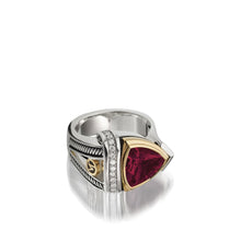 Load image into Gallery viewer, Women's Sterling Silver and 14 karat Yellow Gold Arrivo 10mm Rhodolite Garnet Ring