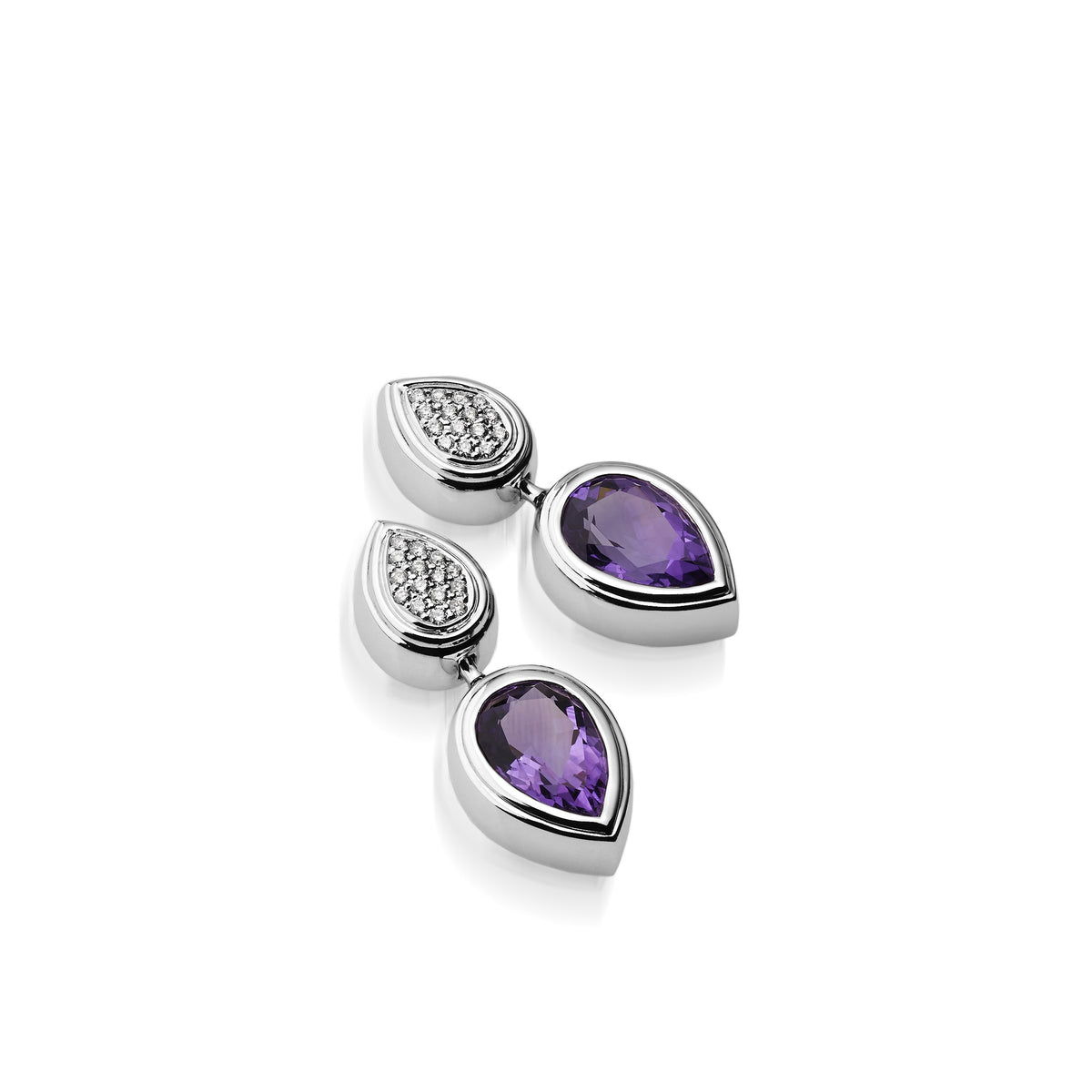 Orecchini con cabochon ovale in Ametista e Argento 925 - Orecchini