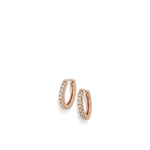 Women's 14 karat Rose Gold Essence Single Hoop Earrings with Pave Diamonds