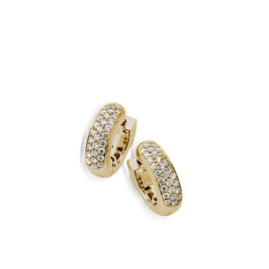 Women's 14 karat Yellow Gold Essence Diamond Huggie Hoop Earrings