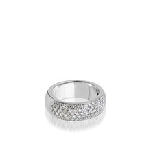 Load image into Gallery viewer, Women&#39;s 14 karat White Gold Essence Wide Band Ring with Pave Diamonds
