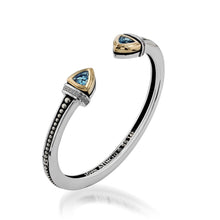 Load image into Gallery viewer, Women's Sterling Silver and 14-karat yellow gold Arrivo Blue Topaz Cuff
