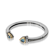 Load image into Gallery viewer, Women's Sterling Silver and 14-karat yellow gold Arrivo Blue Topaz Cuff