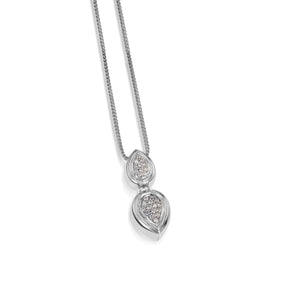 Women's 14 karat White Gold Gemini Pave Diamond Pendant Necklace