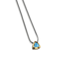 Load image into Gallery viewer, Women's Sterling Silver and 14 karat Yellow Gold Arrivo Blue Topaz Solitaire Pendant