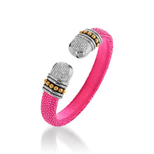 Load image into Gallery viewer, Apollo Pink Shagreen Cuff with Pave Diamonds
