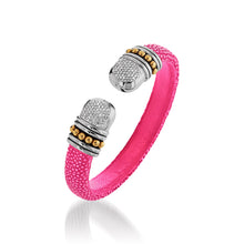 Load image into Gallery viewer, Apollo Pink Shagreen Cuff with Pave Diamonds