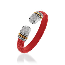 Load image into Gallery viewer, Apollo Shagreen Cuff with Pave Diamonds