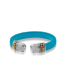 Load image into Gallery viewer, Apollo Teal Shagreen Cuff with Pave Diamonds