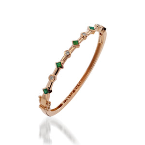 Paloma Rose Gold, Emerald Gemstone and Diamond Bracelet
