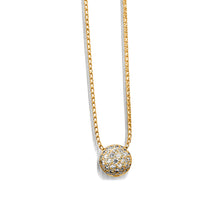Load image into Gallery viewer, Women's 14 karat Yellow Gold Essence Small Pave Diamond Ball Pendant Necklace