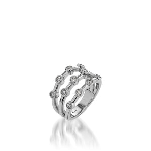 Women's 14 karat White Gold Paloma Three-Row Diamond Ring