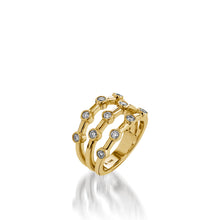 Load image into Gallery viewer, Women's 14 karat Yellow Gold Paloma Three-Row Diamond Ring