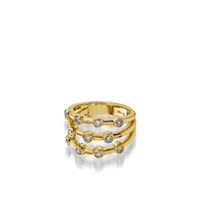 Load image into Gallery viewer, Women's 14 karat Yellow Gold Paloma Three-Row Diamond Ring