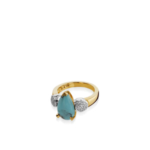 Bermuda Small Gemstone Ring with Pave Diamonds